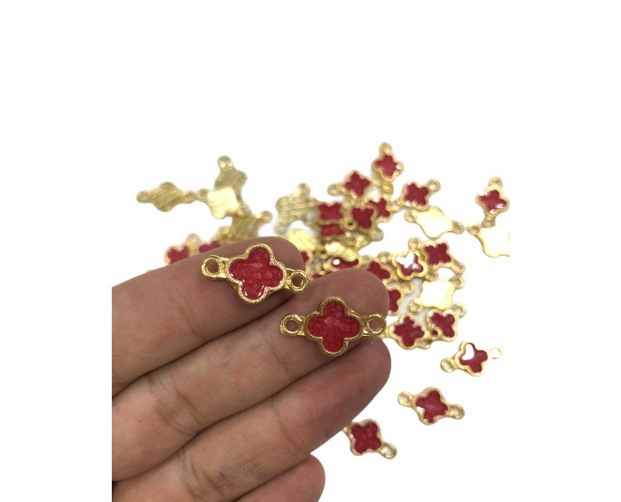 Altın Kaplama Lisanslı Sallantı Kırmızı Yonca