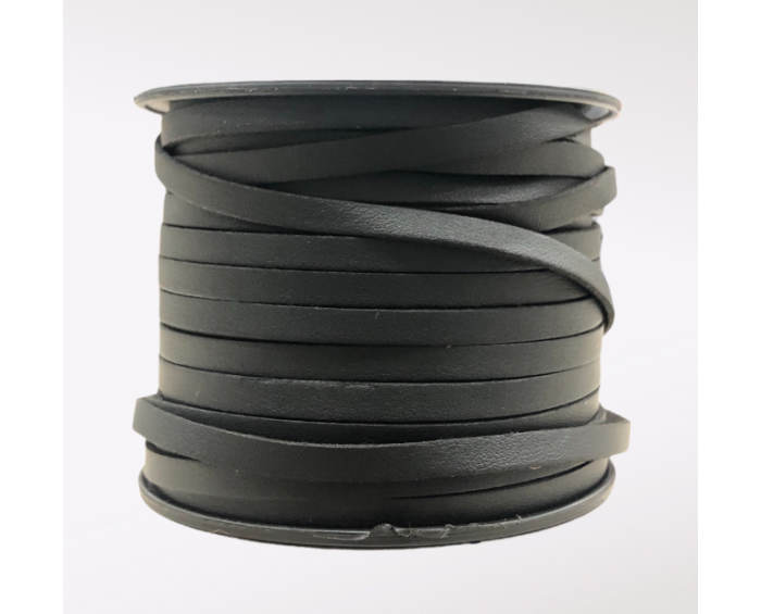 Yassı Siyah Hakiki Deri Kordon 