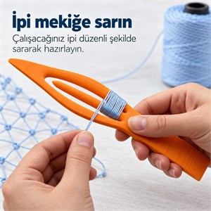 Ağ ve File Örme Mekiği – 18 × 3 cm