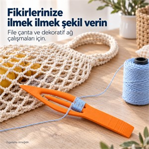 Ağ ve File Örme Mekiği – 18 × 3 cm