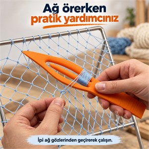 Ağ ve File Örme Mekiği – 18 × 3 cm