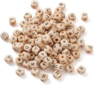 Ahşap 10 MM Küp Harf Boncuklar 
