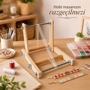 Ahşap Boncuk Dokuma Tezgâhı - Her Açıda Ayarlanabilir