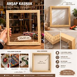Ahşap, Çivili Kare Tuval / Punch Kasnak