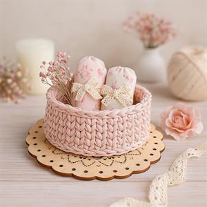 Ahşap Kalp İşlemeli Taban - Tığ İşi Çanta, Sepet, Örgü Taban Motifi