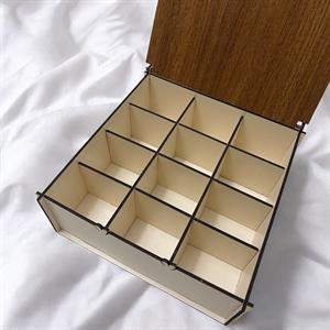 Ahşap Oyma Desenli 12 Geniş Bölmeli Organizer