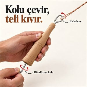 AHŞAP TEL SARMA- İPLİK KIVIRMA ALETİ