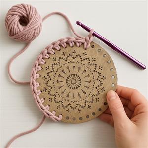 Ahşap Yakamoz Taban - Tığ İşi Çanta, Sepet, Örgü Taban Motifi