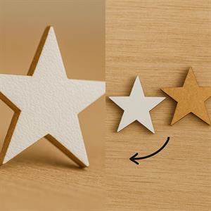 Ahşap Yıldız Figürleri Ön/Arka Çift Renkli 5 Adet Paket