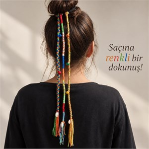 Bohem Esinti – Boncuk ve Deniz Kabuğu Detaylı Örgülü Saç Aksesuarı