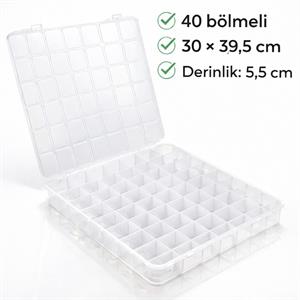 Büyük Boy 40 Bölmeli Şeffaf Düzenleme Kutusu