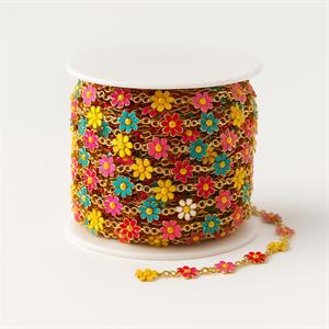 Çelik (316L) Y Kolye ve Takı Zincirleri - Floral Pop