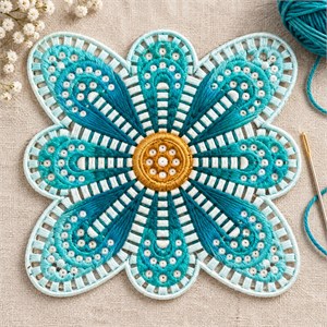 Çiçek Şekilli Plastik Kanvas – 14 CM