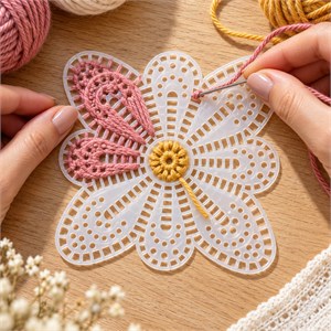 Çiçek Şekilli Plastik Kanvas – 14 CM