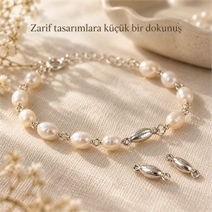 Çift Halkalı Oval Takı Bağlantı Aparatı Nikel - 10 Adet