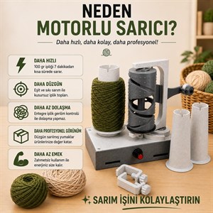 Çile Tutucu - PRO. Otomatik İplik Sarıcı, Automatic Motorized Yarn Winder