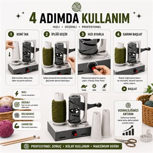 Çile Tutucu - PRO. Otomatik İplik Sarıcı, Automatic Motorized Yarn Winder