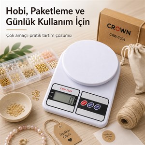 Crown CRW-7024 10KG. Kapasite Dijital Hassas Terazi (1 Gram Hassasiyet)