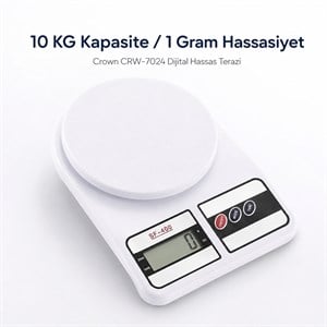 Crown CRW-7024 10KG. Kapasite Dijital Hassas Terazi (1 Gram Hassasiyet)