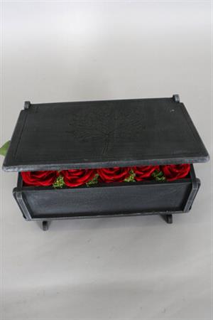 Dekoratif Ahşap Kutuda Yapay 15li Kadife Gül (20cmx30cmx17cm)