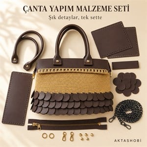 Deri Pullu Deri Çanta Seti (Gold Aparatlı)