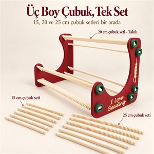Dik-L Modüler Boncuk Dokuma Tezgahı Tek Set Üç Farklı Genişlik