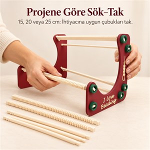 Dik-L Modüler Boncuk Dokuma Tezgahı Tek Set Üç Farklı Genişlik