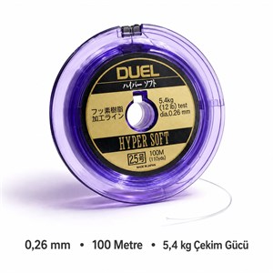 DUEL Hyper Soft Şeffaf Misina – 0,26 mm Çok Kuvvetli