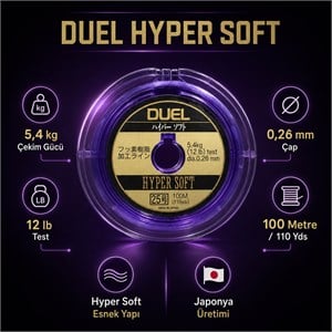 DUEL Hyper Soft Şeffaf Misina – 0,26 mm Çok Kuvvetli