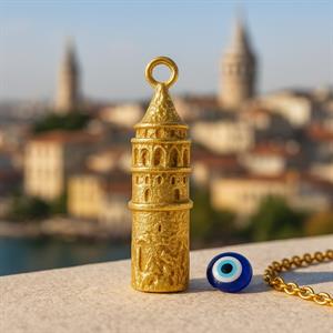 Galata Kulesi Kararmaz Altın Kulplu Model