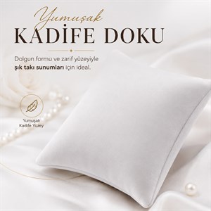 Kadife, Beyaz Takı Yastığı 8 x 8 