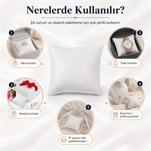 Kadife, Beyaz Takı Yastığı 8 x 8 