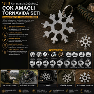 Kar Tanesi Çok Amaçlı Anahtarlık El Aleti 18 Fonksiyonlu