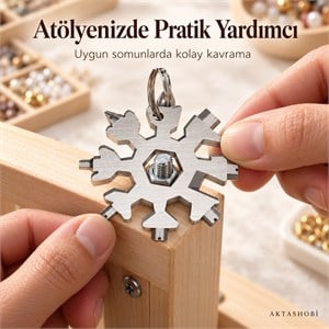 Kar Tanesi Çok Amaçlı Anahtarlık El Aleti 18 Fonksiyonlu