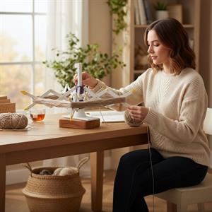 Katlanabilir 70 CM Çile Tutucu – El Örgüsü, Makrome ve Dokuma İpleri İçin Profesyonel Yardımcı