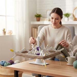 Katlanabilir 70 CM Çile Tutucu – El Örgüsü, Makrome ve Dokuma İpleri İçin Profesyonel Yardımcı