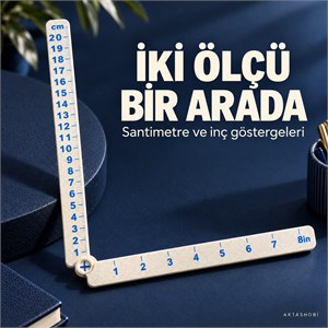 Katlanabilir Çift Ölçülü Hobi Cetveli — Ölç, Katla, Yanında Taşı 20 CM