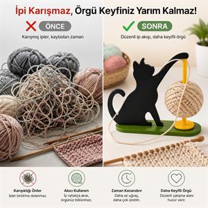 Kedi Yumak Tutucu - Düzenli ve Eğlenceli Örgü Keyfi