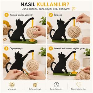 Kedi Yumak Tutucu - Düzenli ve Eğlenceli Örgü Keyfi