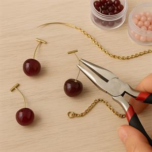Kiraz Tasarımlı Çelik Küpe Klips