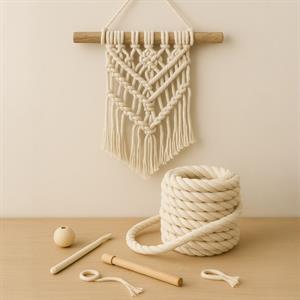 Krem 7 MM Makrome İpi Metrelik Kesim