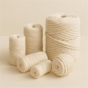 Krem 7 MM Makrome İpi Metrelik Kesim