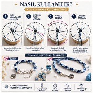 Kumihimo Beyaz Disk Makrome Örgü