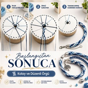 Kumihimo Beyaz Disk Makrome Örgü