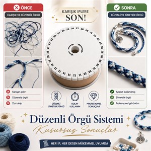 Kumihimo Beyaz Disk Makrome Örgü