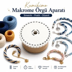 Kumihimo Beyaz Disk Makrome Örgü