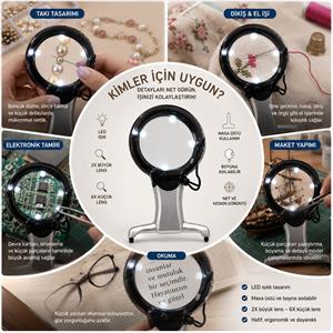 LED Işıklı Masa Tipi ve Boyun Askılı Büyüteç
