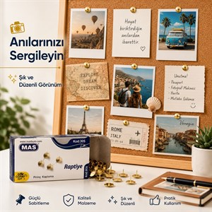 MAS 305 Pirinç Kaplama Raptiye - 40 Adet  