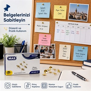 MAS 305 Pirinç Kaplama Raptiye - 40 Adet  