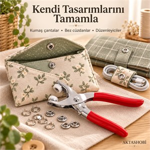 Metal Çıtçıt Düğme Pensesi ve 25 Set Düğme Takımı